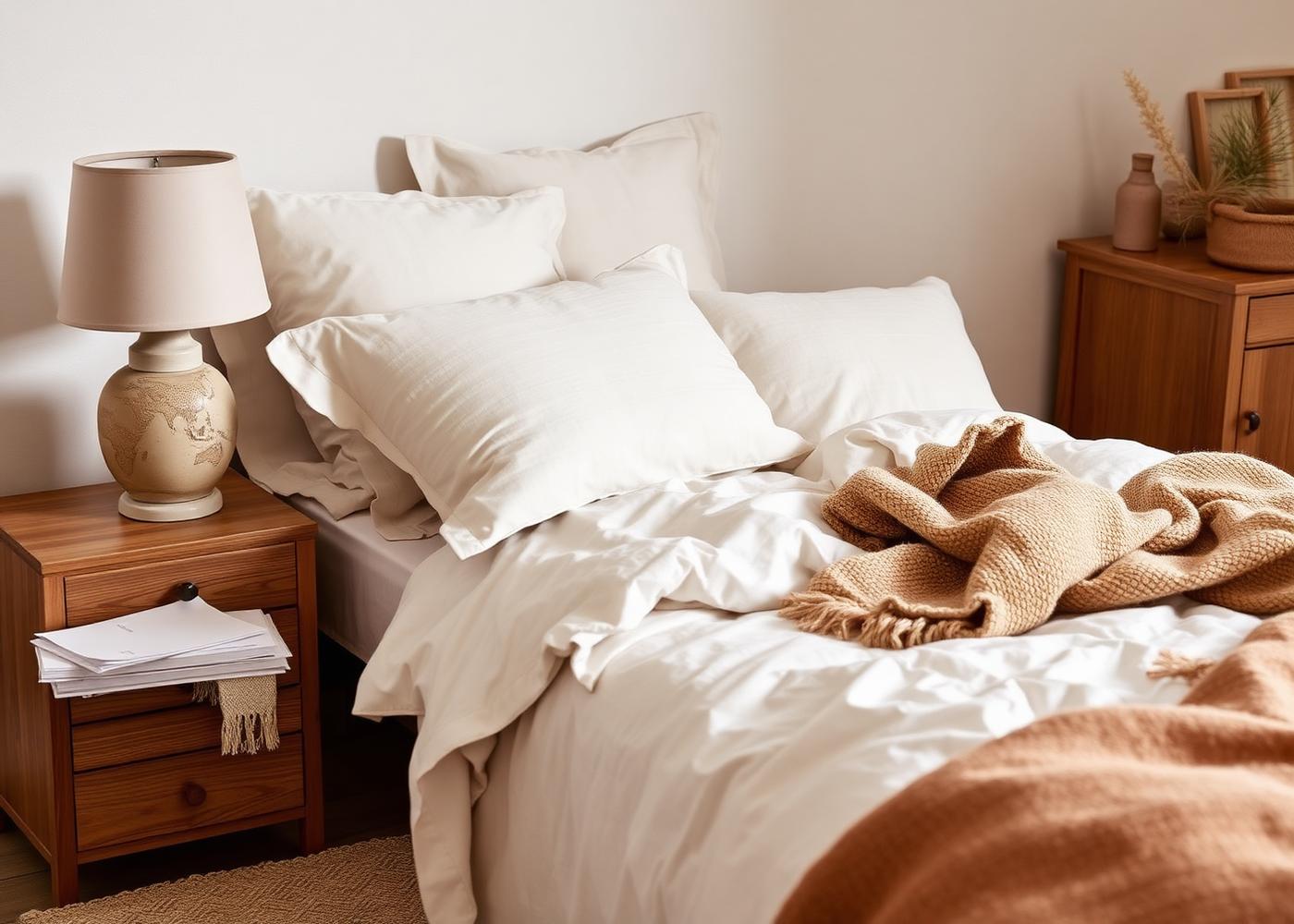 A serene bedroom vignette